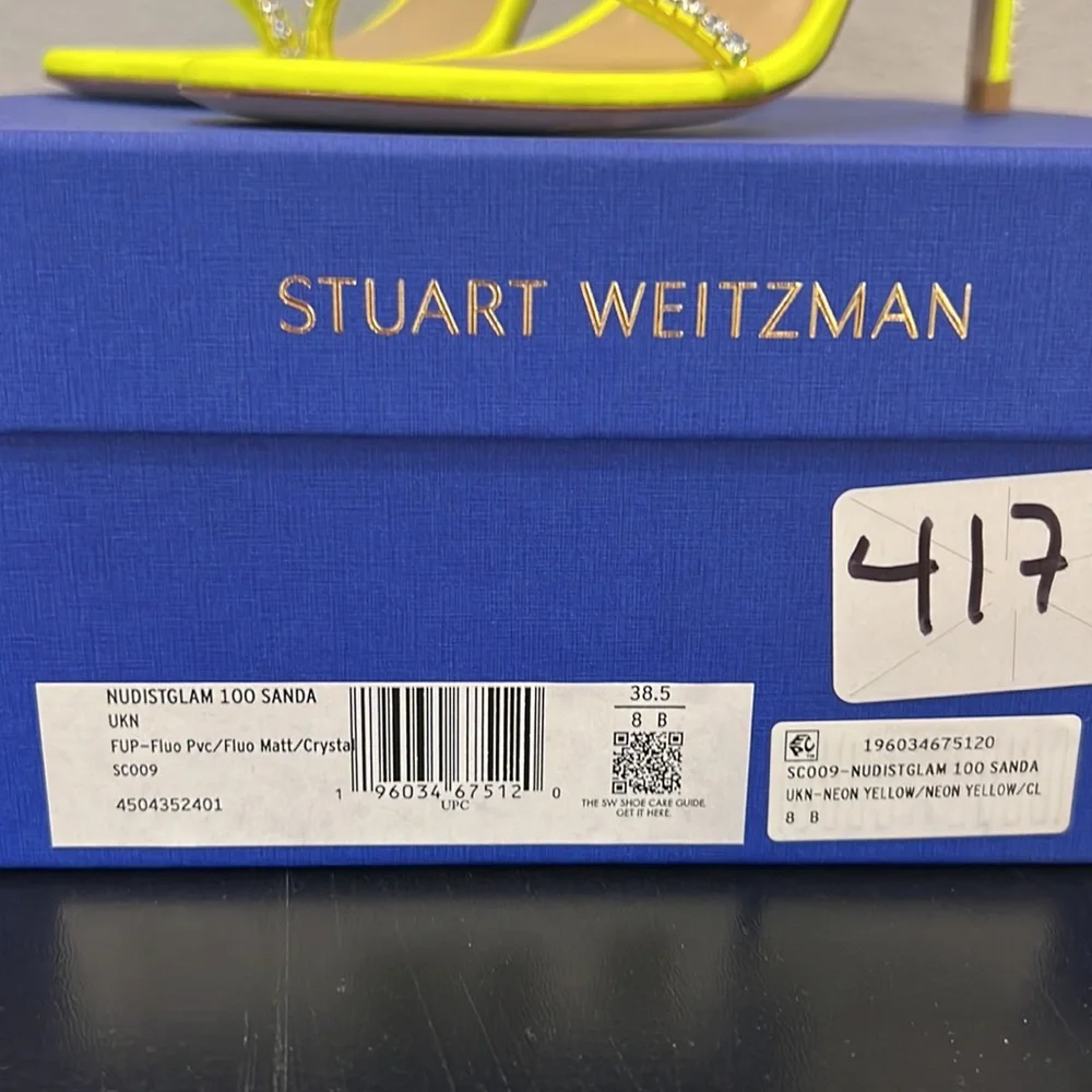 Neon Yellow Stuart Weizman Crystal Heels- NWT - Picture 4 of 8